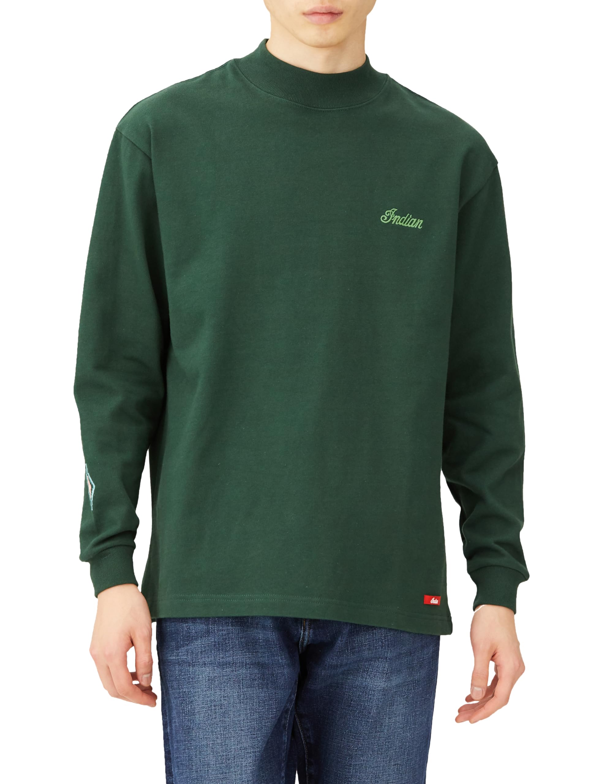 

Indian Casual Heavyweight Mock Neck L/S Shirt with Logo, Green