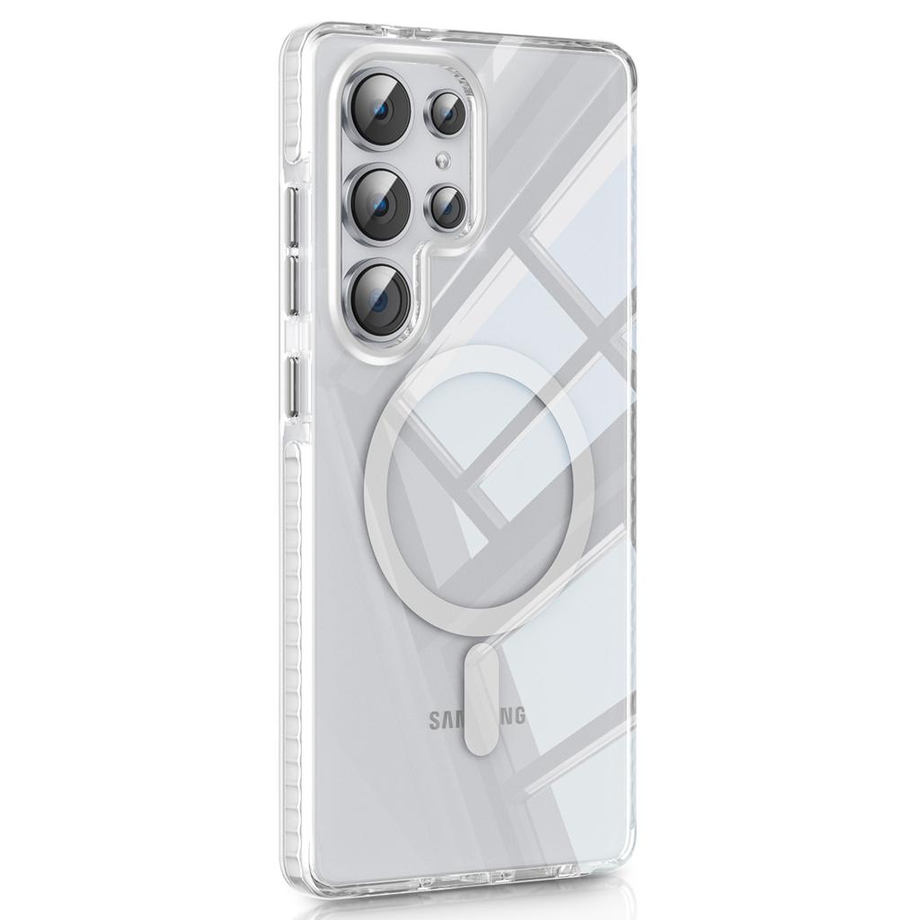 Capa magnética ultrafina IMD transparente PC+TPU para Samsung Galaxy S24, capa traseira à prova de choque e airbag