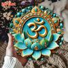 D Flat Om Symbol Meditation Wall Art Round Blue  Golden Om Mantra Metal SignZen Yoga Room DecorSpiritual Gift for Home
