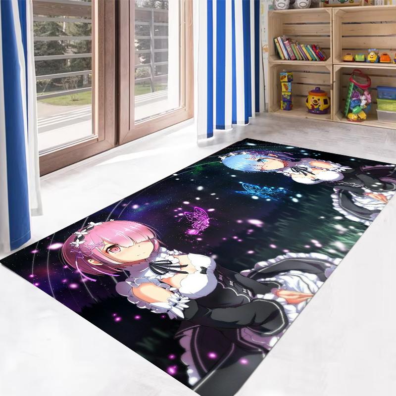Anime R-ReZero R-Rem Pattern Carpet for Bedroom Decor Non-slip Home Living Room Sofa Area Rug Hallway Bathroom Kitchen Floor Mat