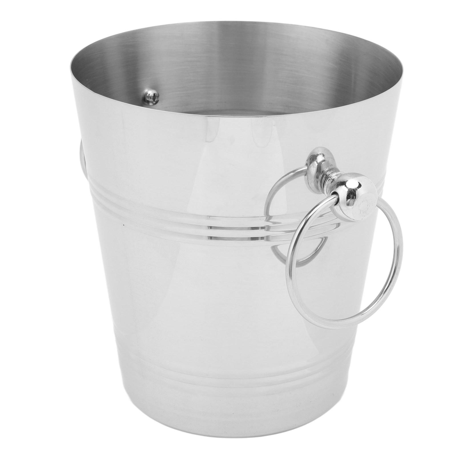 

Ведро для льда с ручками из нержавеющей стали большой вместимости металлическое ведро для напитков для пива шампанского серебристое S L