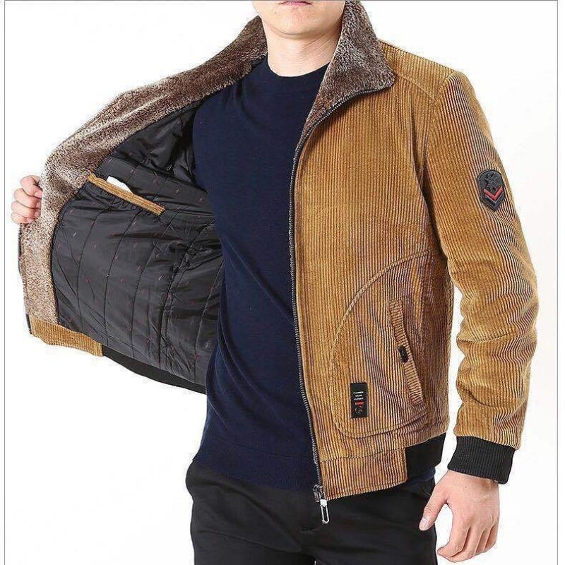 New Coat Men's Winter Thickened Velvet Loose Casual Corduroy Lapel Jacket