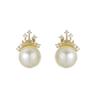 Dreamy Castle Pearl & Zirconia Crown Stud Earrings - Fashionable High-End Design