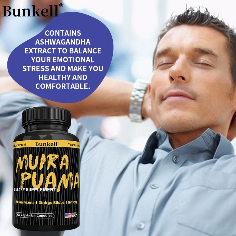 Estratto di Muira Puama (10:1) Integratore Alimentare, Con Estratto di Ginkgo Biloba, 120 Capsule per Flacone