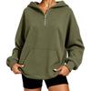  Women's Half Zip Hoodie Pullover Fall Winter Loose Fit Solid Color Long Sleeve Casual Sweatshirt