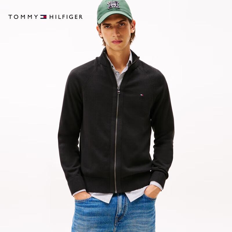 Tommy Hilfiger Men's Cotton Blend Stand Collar Knit Jacket