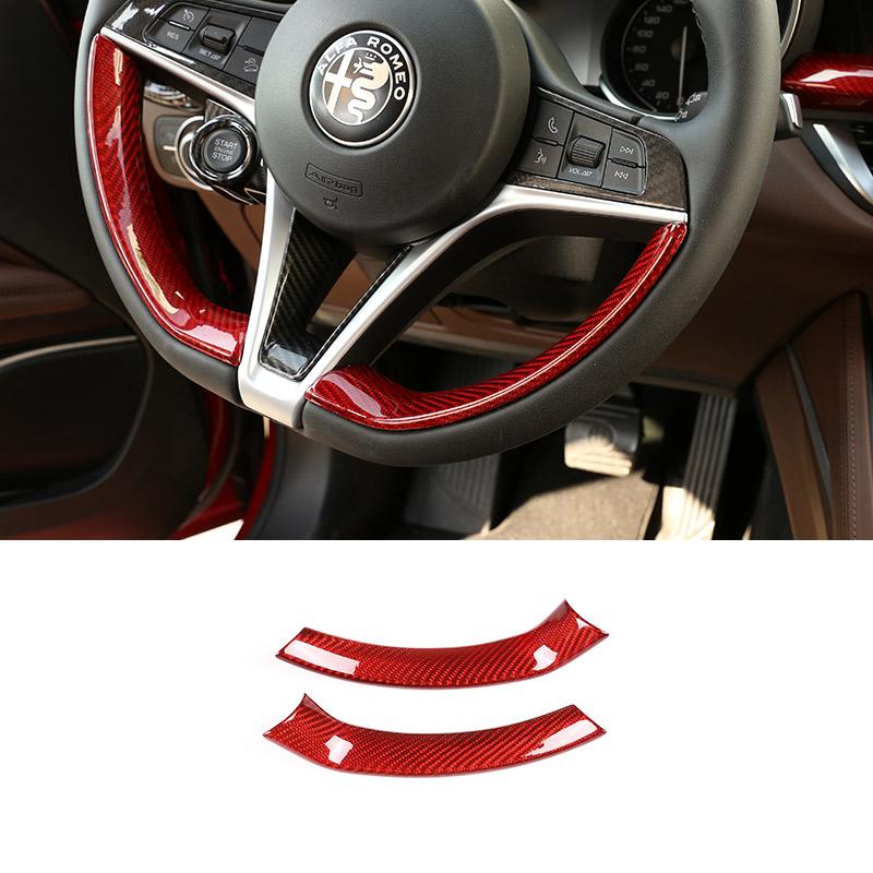 Real Carbon Fiber For Alfa Romeo Stelvio Giulia 2017-2019 Car Steering Wheel Decorative Frame Sticker Car Interior AccessoriesDA4
