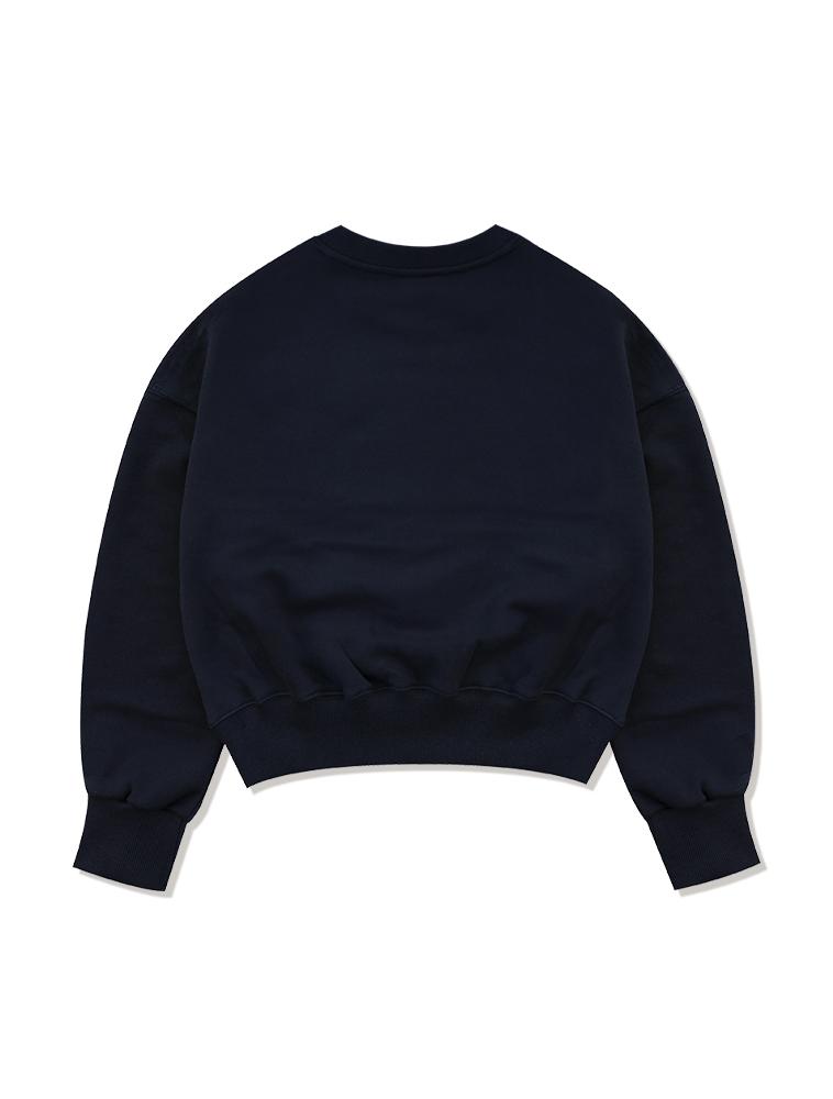 LA MAISON STUDIO [Fleece Lined] Women'S Crop Le Liss Foamed Embossed Embroidery Sweatshirt White (Fcb4Ts360W)
