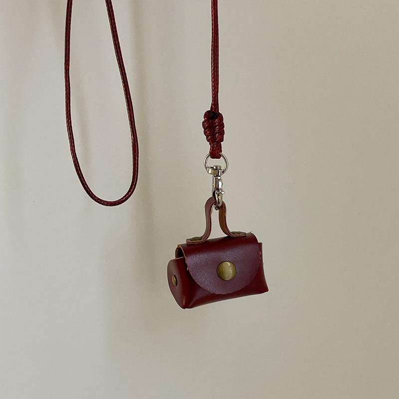 Мини Милая Ретро Кожаная Сумка для мелочи Подвеска Ожерелье Женский Изысканный Индивидуальный Чехол Для Хранения Наушников Сумка Свитер Цепь
