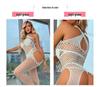 Cross-Border Sexy Criss-Cross Halter Open Crotch Fishnet Bodystocking with Stockings