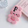 Sweet Kawaii 3D Pink White Bow Bunny Phone Case for SamSung Galaxy S26 Ultra S25 S23 A57 A56 Silicone Cute Rabbit Protect Cover
