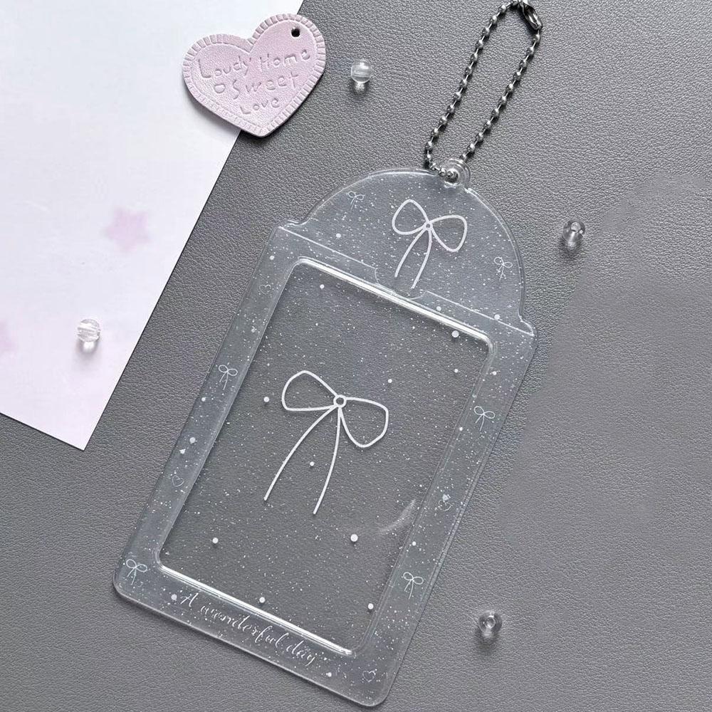 Transparent Glitter 3 Inch Photocard Holder PVC Heart Card Holder Storage Idol Card Display Protective Pendant Photo Card Holder