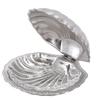 Shell Dish with Spoon Set 304 Stainless Steel Glass Inner Plate for Butter Salad Dressing Easy Cleaning Multi