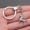 Elephant Horse Animal Duo Pendant Antique Bronze Metal Keychain with 30mm Ring for Students Hot Sale