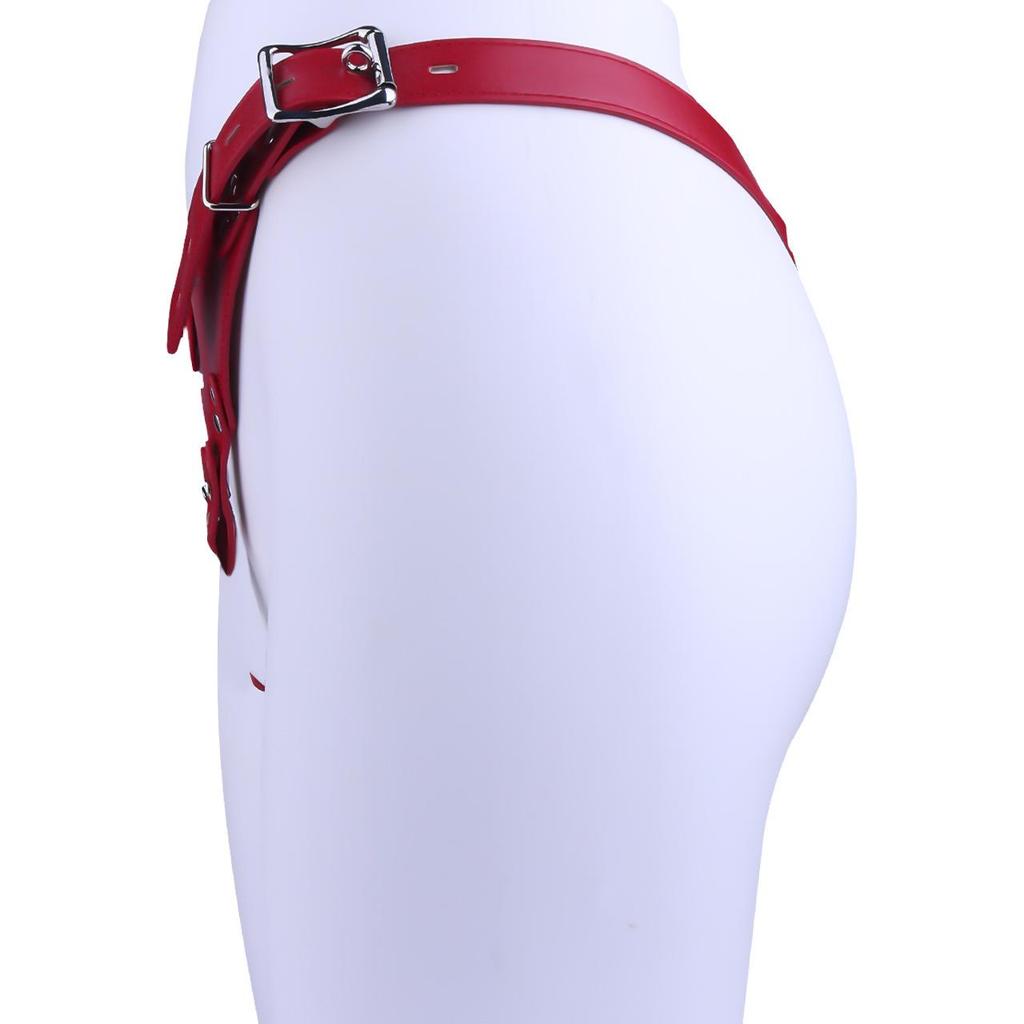 FRRK PU-10 Wearable Chastity Belt Accessories, Wine Red/Black Waistband Buckle for Leather Pants