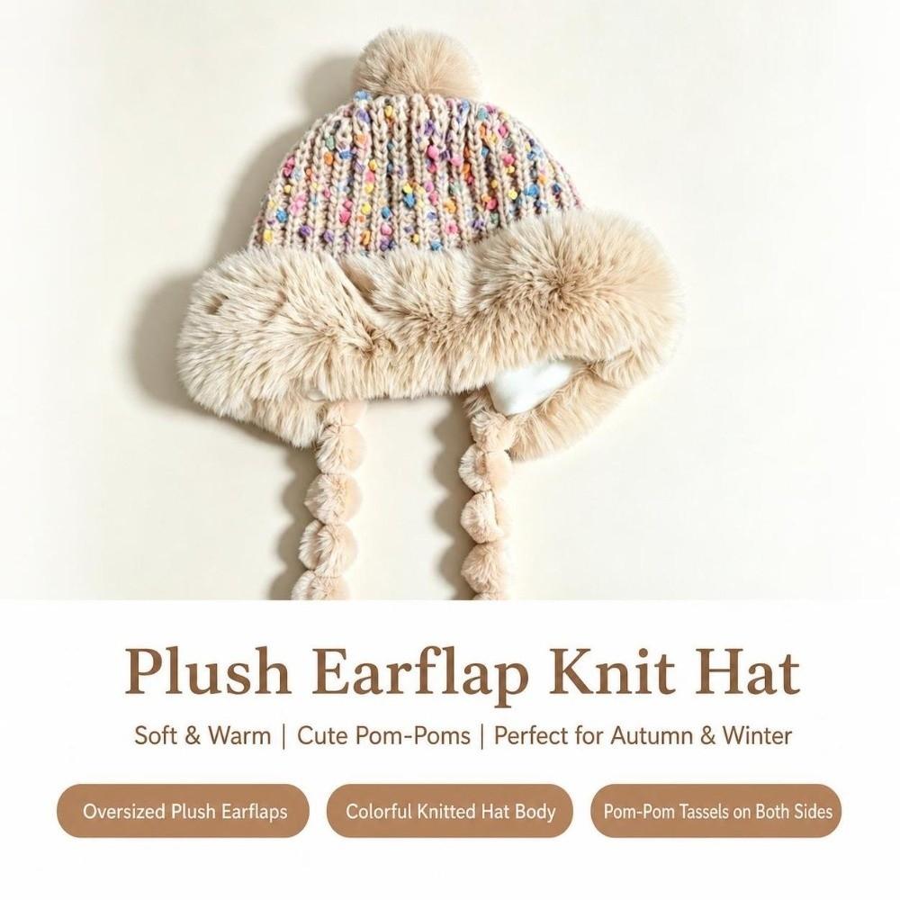 Fleece Lined Stretchy Knitted Hat Soft Ear Protection Hat Fashion Colored Beans Beanie Cap Outdoor