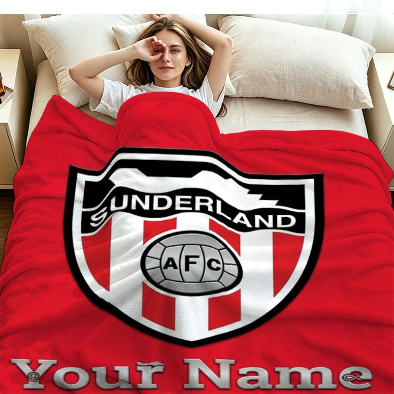 1PC Sunderland A.F Custom Name Patterned Flannel Blanket Suitable For All Seasons for Home Decor Warmth and Comfort Gifts Holiday Present