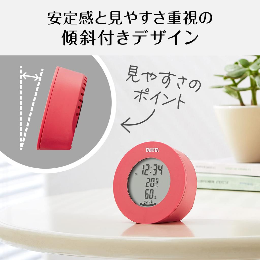 Ceas Termohigrometru Tanita PK Temperatură Umiditate Digital De Masă Magnet Alb Roz TT-585
