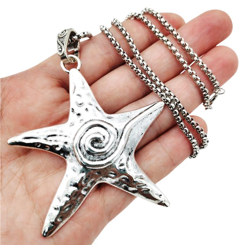 Collier avec pendentif étoile pentagramme exagéré pour femme, style hip-hop punk, chaîne de pull, bijoux, cadeaux
