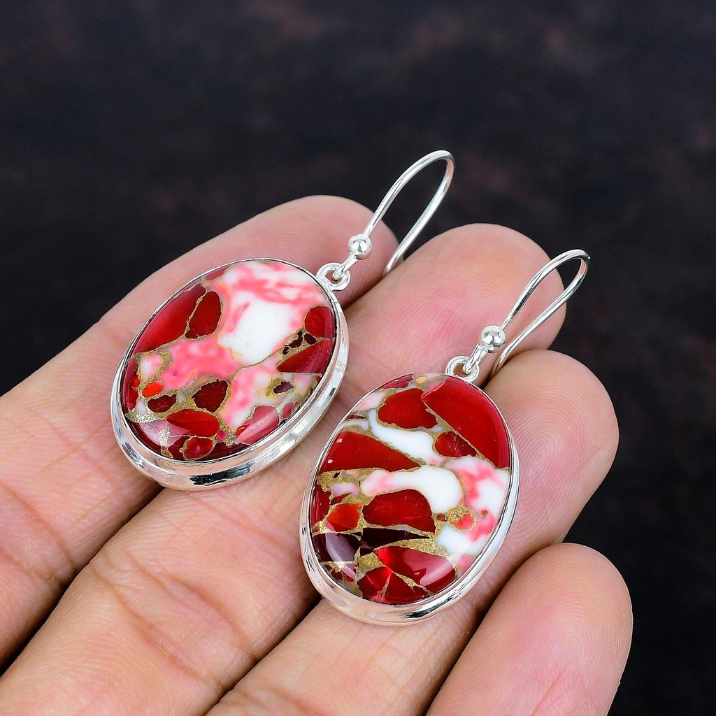 Kingman Red Mohave Copper Turquoise Earring Gemstone Earrings Dainty Jewelry 925 Sterling Silver Earring Gifts for Her Handmade Drop Earring