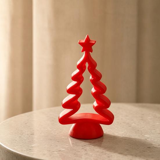 Modern Home Tabletop Decor Hollow Christmas Tree Statue, 3D Printed Star Topper Ornament, Small Window Display Ornament Festive Centerpiece