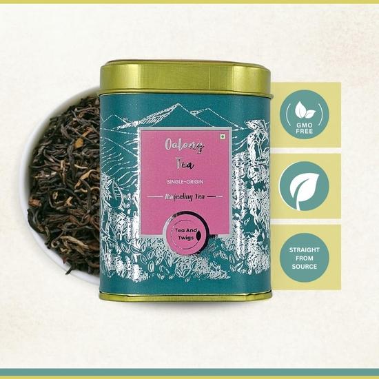 Tea and Twigs | Darjeeling Oolong Tea Leaves - 50 Grams | Second Flush Whole Leaf | Gluten-Free | Naturally High Grown - Light & Floral