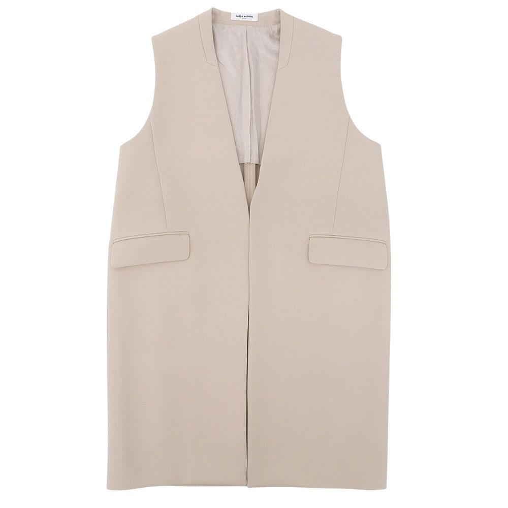 Mila Schoen Beautiful Long Gilet Coat for Women, Beige, Size 42 Coat 42 beigeUsed