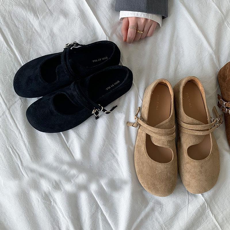 Mode Schnallenriemen Damen Mary Janes Ballerinas Schuhe Weiblich Flachschuhe Runde Zehenpartie Damen Ballerinas Mit Schuhen