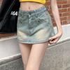 Summer Korean Fashion High Waist A-line Slim Cute Mini Jean Skirt Female Tint Vintage Denim Skirt Shorts Women