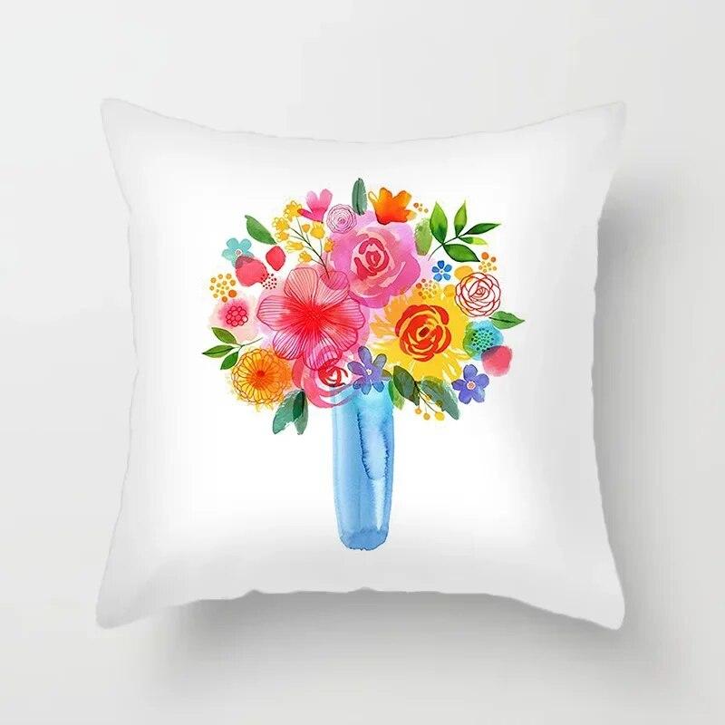 45X45CM Beautiful Flower Peach Skin Pillowcase Living Room Sofa Office Seat Lumbar Cushion Car  Cover Home Decoration