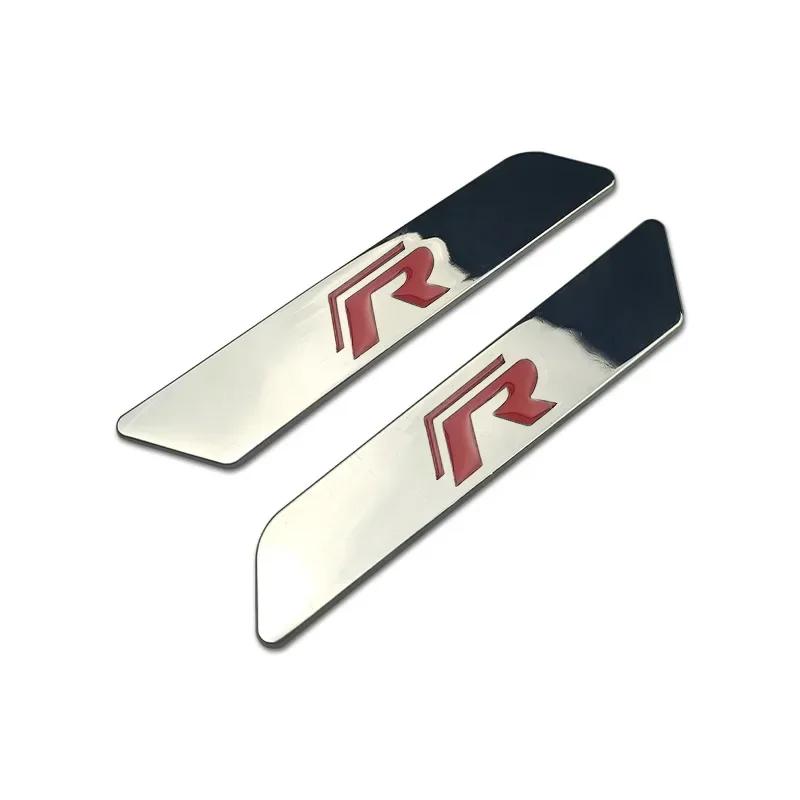 BRQ1 Valve Stems Caps 2pcs Car Fender Side Emblem Trunk Sticker Decals For Volkswagen Rline Badge Amarok BORA GOLF JETTA MK4 PASSAT P Ap2