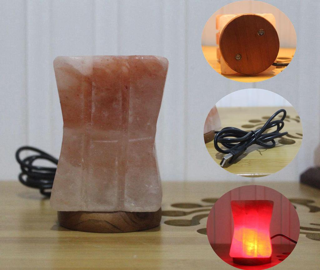 Himalayan Salt Pyramid LED USB Night Light - Crystal Ambience Lamp, Chinese Style