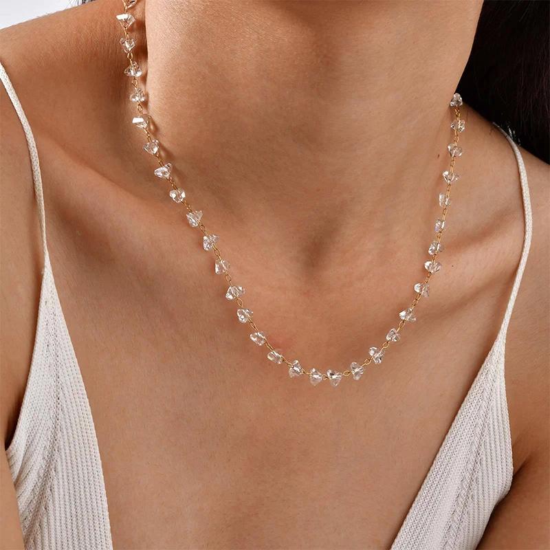 5yards Faceted Triangle Crystal Glass Beads Tassel Copper Link Chain Suitable for Traditional Costume DIY Decoration Accessories