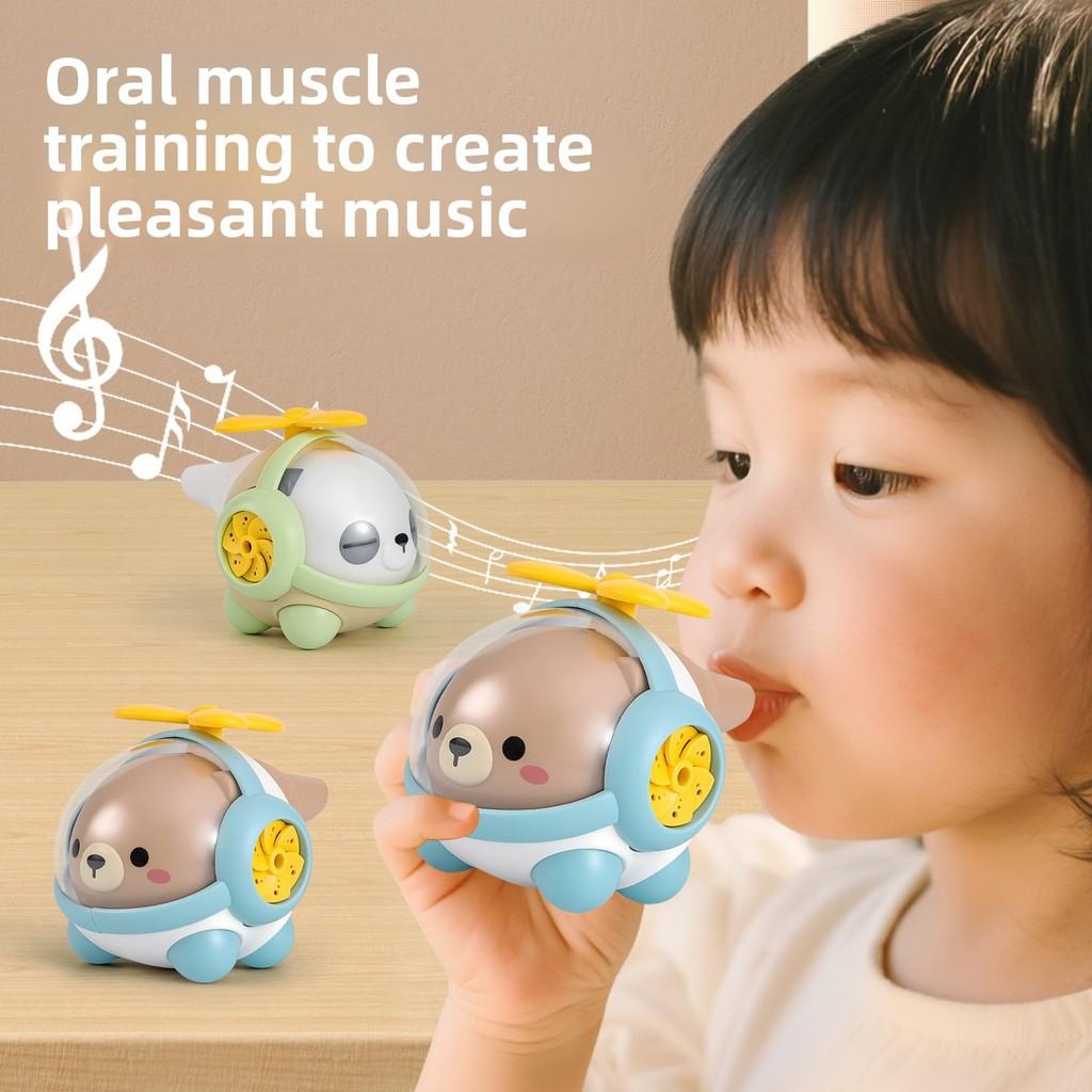 Childrens Plastic Panda Bear Airplane Toy With Horn Sound For Lung Exercise And Development