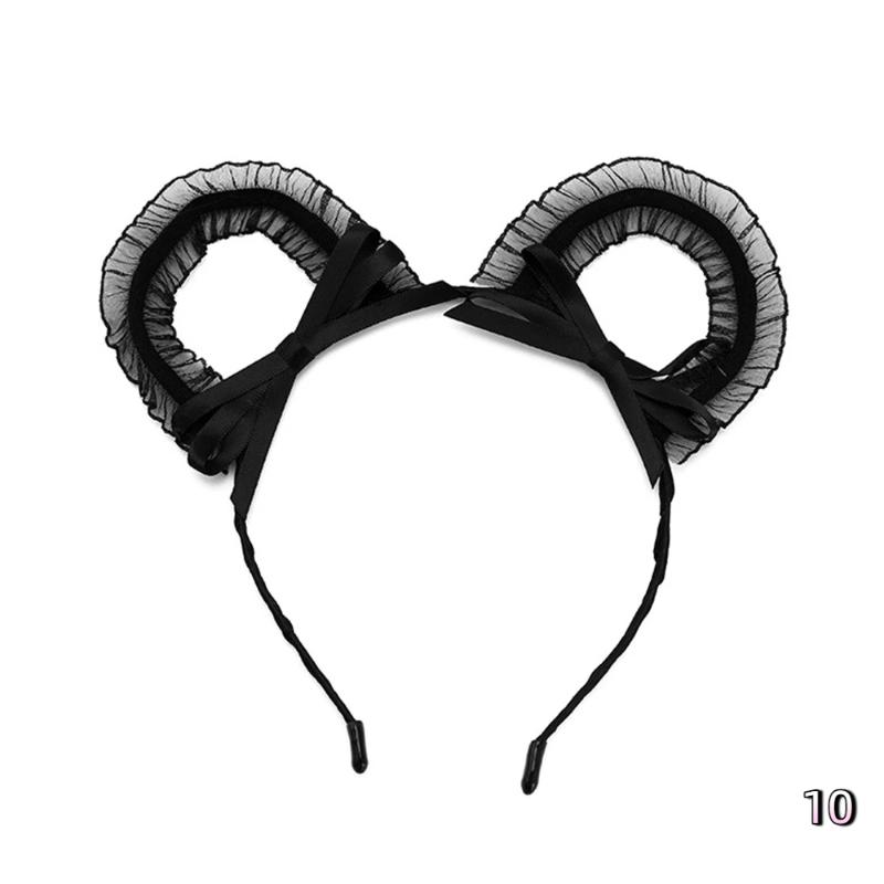 Sexy Bunny Ears And Cat Ear Rabbit Ear Hair Accessory Lace Feathe-r Headband for Women Cosplay Costume Party Headwear