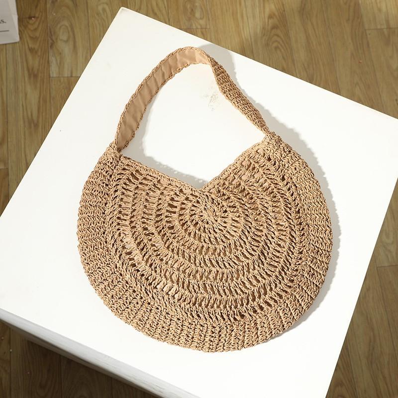 Korean Straw Woven Bag Large-capacity One-shoulder Portable Round Female Seaside Vacation Beach
