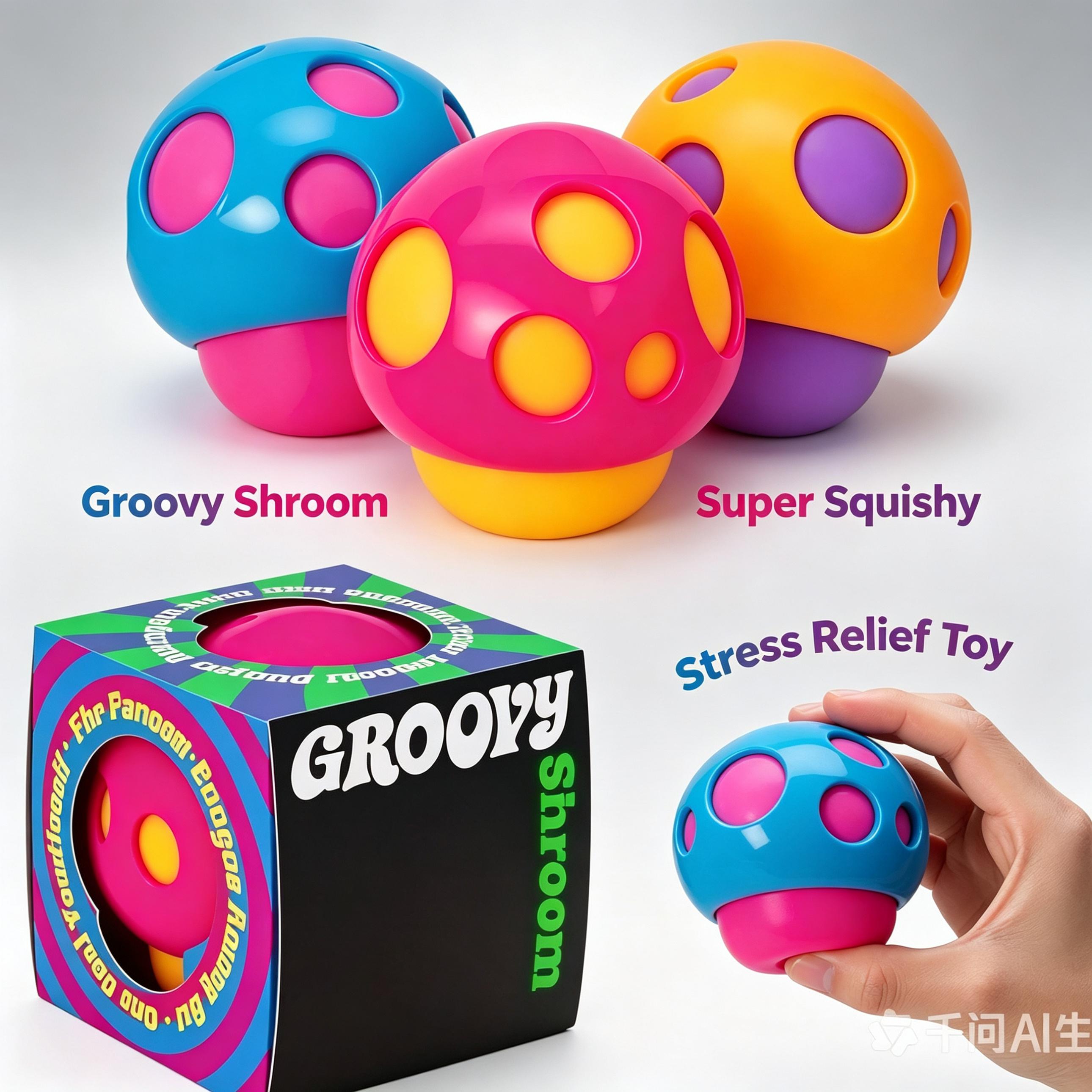 Bai Fen Bai Toys Needoh Mushroom-Shaped Stress Relief Toy Soft Slowly Rising Decompression Squeezable Adult Anxiety Relief Mood Booster