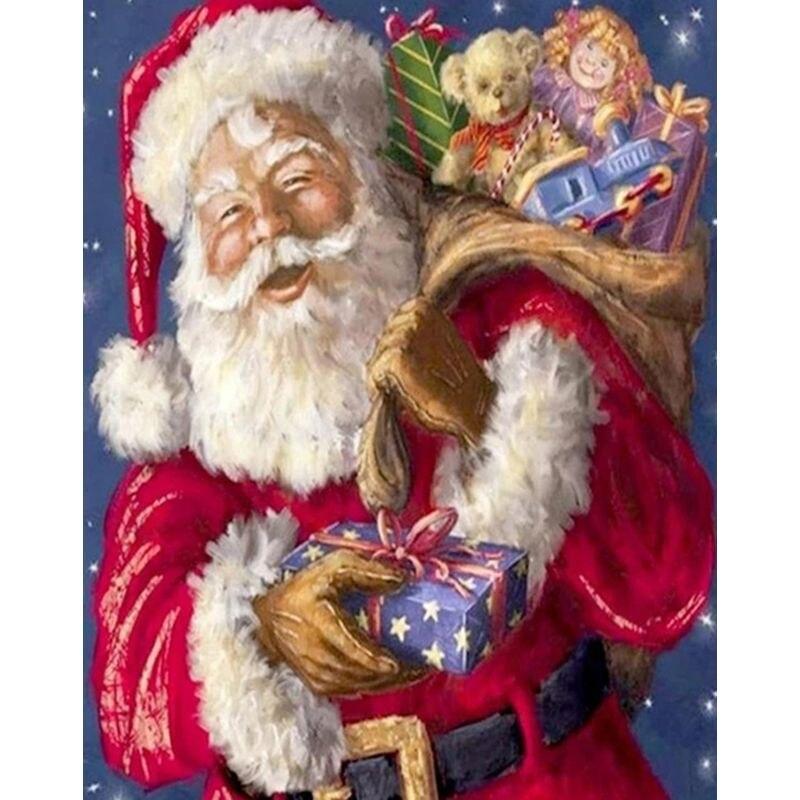 5D Full Drill Round Diamond Painting Santa Claus Picture Of Rhinestone Embroidery Diamond Mosaic Portrait Home Decoration