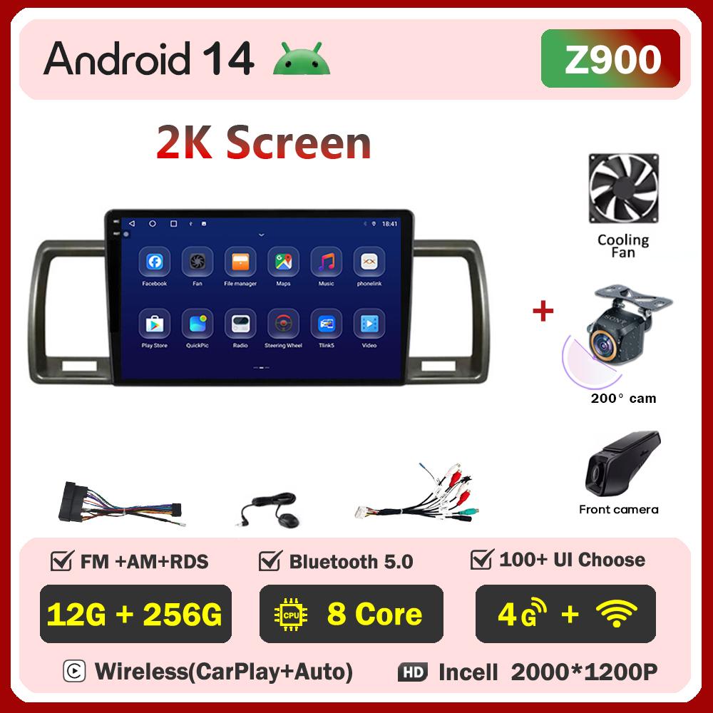 Car Multimedia Player For Toyota Hiace 2010 2011 2013-2018 Car Radio Player Intelligent Car Systems GPS Navigation Android 14