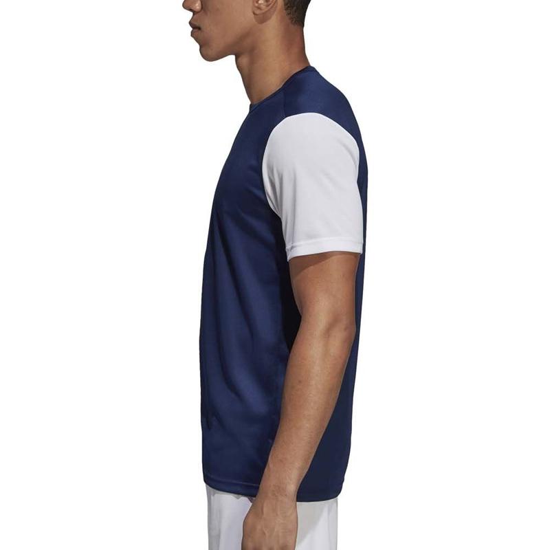 adidas T Shirts Men's Blue With White Lettering Crew Neck Moderate