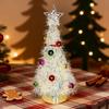 Yousheng Metallic Tinsel Christmas Tree Light-up Foil Fringe Christmas Tree with Ball Ornaments for Holiday Home Office Tabletop Decoration
