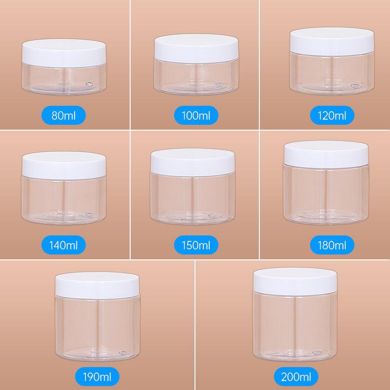 100ml Wide Mouth PET Plastic Travel Bottle & 250ml Transparent Cream Jar with Inner Cover