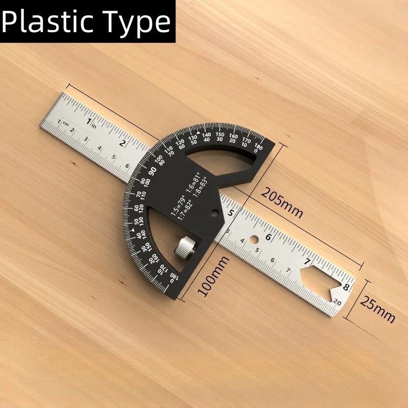 

8/12Inch 180° Protractor Aluminum Alloy / Plastic Angle Finder Angle Ruler Woodworking Tools Measuring Ruler Meter Goniometer