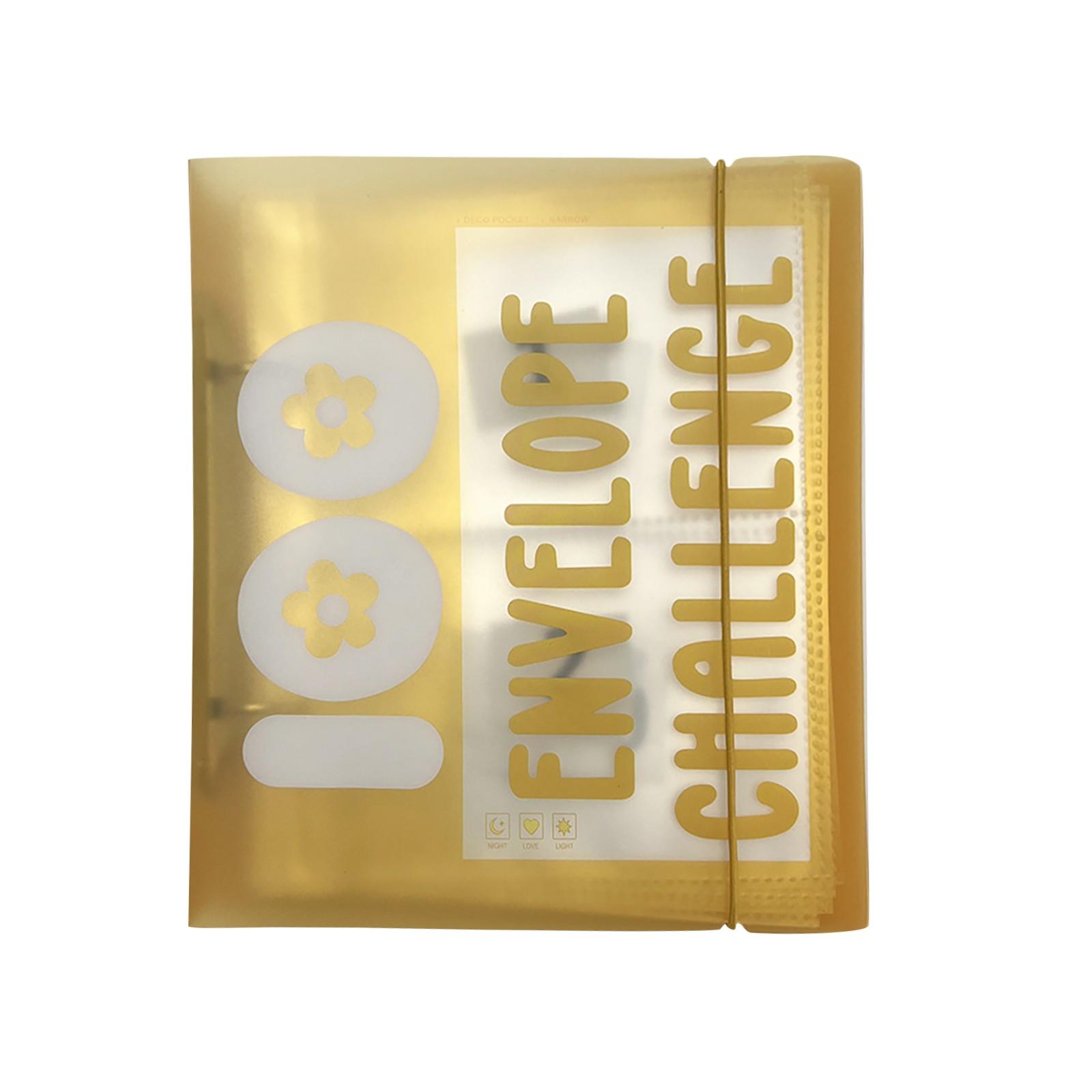 

100 конвертів, що економлять гроші, швидкозберігаюча книга, бюджетна книга для 100 конвертів, набір для випробувань, що економлять гроші, подарунок як книга для завдань для закоханих One Size жовтий