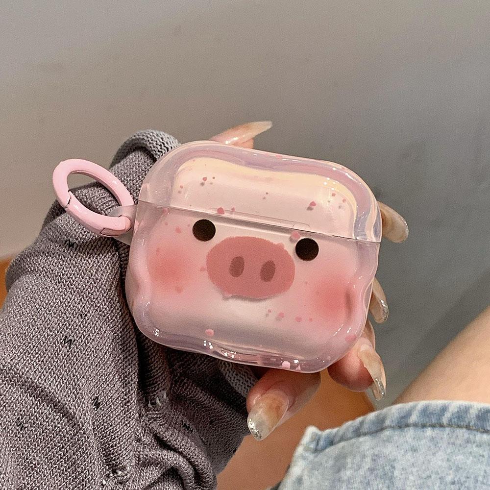 Voor AirPods 4 Pro 2e Hoesje Schattige Cartoon Roze Varken Zachte TPU Cover Voor AirPod 2 3 Golf Oortelefoon Oplaaddoosje Kralen Strik For AirPods Pro 2