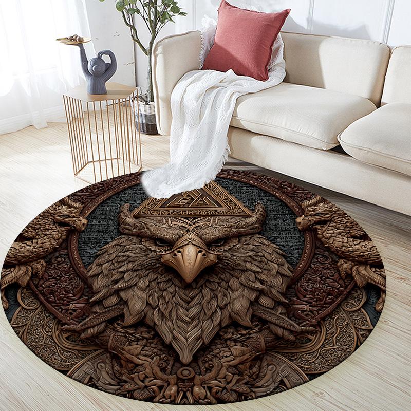 

Relief Eagle,Round Area Rug,Carpet Rug for Living Room Bedroom Sofa Playroom Decor,Non-slip Floor Mat 80cmx80cm