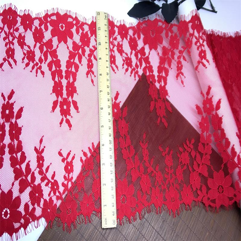 3m X 30cm Red Chantilly Lace, Inelastic Nylon Eyelash Lace Fabric  for Sewing, Bra, Underwear, Lingerie, Dress, Garment, Crafting