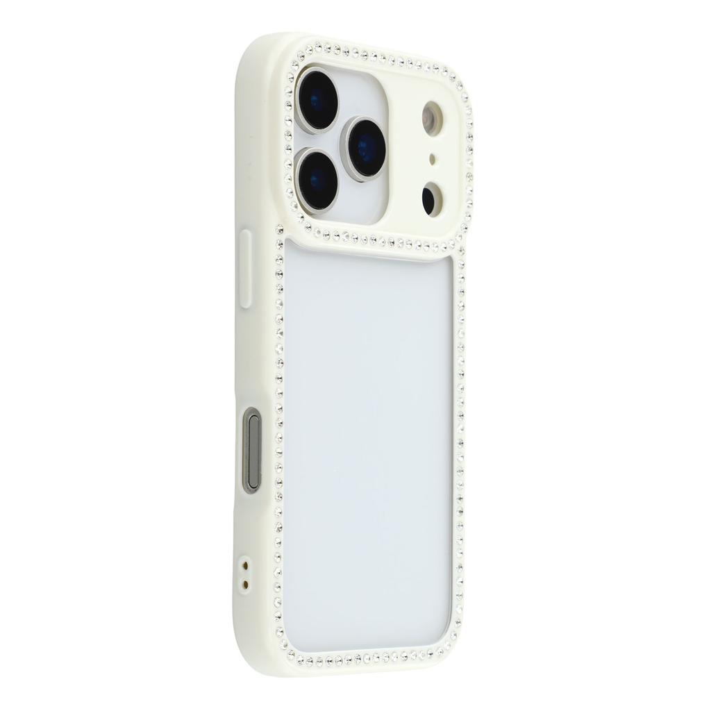 For iPhone 17 Pro Case Sparkling Rhinestone Decor TPU+PC Clear Phone Back Cover