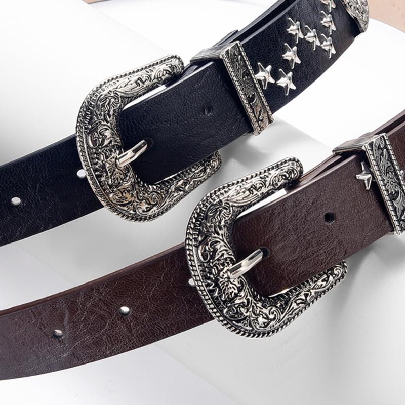 Elegant PU Belt With Star Embellishments Trendy Soft Belt With Adjustable Accessory for Dress or Jeans