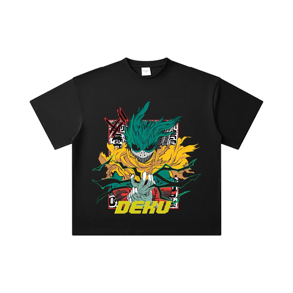 260 GSM Double Yarn 32 Count 100% Cotton My Hero Academia V23 Deku Print Unisex Heavy Cotton T Shirt